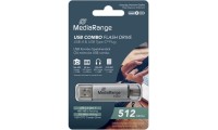 MediaRange 512GB USB 3.2 Stick με σύνδεση USB-A & USB-C Ασημί