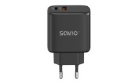 Savio Φορτιστής Χωρίς Καλώδιο με Θύρα USB-A και Θύρα USB-C 30W Power Delivery / Quick Charge 3.0 Μαύρος (LA-06)