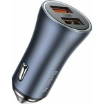 Baseus Φορτιστής Αυτοκινήτου 40W 3A Γρήγορης Φόρτισης με Θύρες: 2xUSB Γκρι