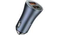 Baseus Φορτιστής Αυτοκινήτου 40W 3A Γρήγορης Φόρτισης με Θύρες: 2xUSB Γκρι