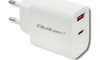 Qoltec Φορτιστής Χωρίς Καλώδιο με Θύρα USB-A και Θύρα USB-C 18W Power Delivery / Quick Charge 3.0 Λευκός (51714)