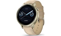 Garmin Venu 4 Stainless Steel 41mm Αδιάβροχο Smartwatch με Παλμογράφο Lunar Gold with Bone Silicone Band and Light Sand Leather Band
