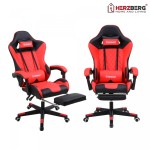 Herzberg 8010 Καρέκλα Gaming Δερματίνης με Υποπόδιο Κόκκινη