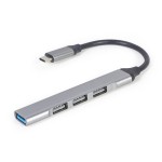 Gembird USB 3.1 Hub 4 Θυρών με σύνδεση USB-C Ασημί