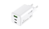 MediaRange Φορτιστής Χωρίς Καλώδιο GaN με Θύρα USB-A και 2 Θύρες USB-C 65W Power Delivery / Quick Charge 3.0 Λευκός (MRMA116-2)