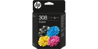 HP 308 Γνήσιο Πακέτο 2 Μελανιών Εκτυπωτή InkJet Μαύρο / Πολλαπλό (Color) (6L6S6UE)