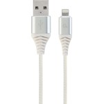 Gembird Braided USB to Lightning Cable Silver,White 2m (CC-USB2B-AMLM-2M-BW2)