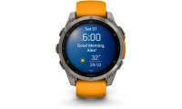 Garmin Fenix 8 Titanium 47mm Αδιάβροχο Smartwatch με Παλμογράφο Sapphire, Titanium With Spark Orange/Graphite Silicone Band