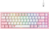 Havit KB874L Gaming Μηχανικό Πληκτρολόγιο 60% με Custom διακόπτες και RGB φωτισμό (Αγγλικό US) Ροζ