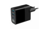 Gembird Φορτιστής Χωρίς Καλώδιο GaN με 2 Θύρες USB-A και Θύρα USB-C 30W Power Delivery / Quick Charge 3.0 Μαύρος (TA-UC-PDQC30LCD-BK-02)
