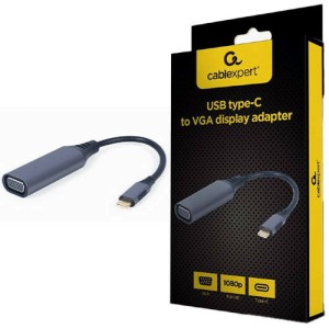 Cablexpert Μετατροπέας USB-C male σε VGA female Γκρι (A-USB3C-VGA-01)