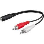 Goobay Cable 3.5mm female - 2x RCA male Μαύρο 0.2m (50092)