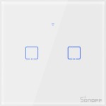 Sonoff T0EU2C-TX Χωνευτός Διακόπτης Τοίχου Αφής Wi-Fi Φωτισμού Διπλός με Πλαίσιο Λευκός