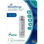 MediaRange 16GB USB 3.0 USB-A & USB-C Silver
