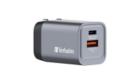 Verbatim Φορτιστής Χωρίς Καλώδιο με Θύρα USB-A και Θύρα USB-C 35W Power Delivery / Quick Charge 3.0 Γκρι (GNC-35)