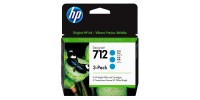 HP 712 Γνήσιο Πακέτο 3 Μελανιών Εκτυπωτή InkJet Κυανό (3ED77A)