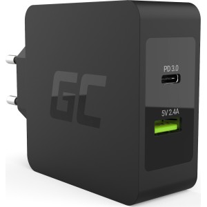 Green Cell USB / USB-C Wall Adapter Μαύρο (CHAR10)