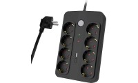 Powertech Πολύπριζο 8 Θέσεων με USB-A, USB-C, Διακόπτη και Καλώδιο 1.5m