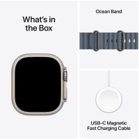 Apple Watch Ultra 3 Titanium 49mm Αδιάβροχο με eSIM και Παλμογράφο (Natural Titanium Case with Anchor Blue Ocean Band)