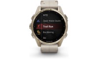 Garmin Fenix 8 Stainless Steel 43mm Αδιάβροχο Smartwatch με Παλμογράφο Sapphire, Soft Gold with Limestone Leather Band