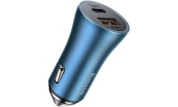 Baseus Φορτιστής Αυτοκινήτου Shake Head 40W 3A Γρήγορης Φόρτισης με Θύρες: 1xUSB 1xType-C μαζί με Καλώδιο Type-C Μπλε