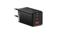 Baseus Φορτιστής Χωρίς Καλώδιο GaN με Θύρα USB-A και 2 Θύρες USB-C 65W Quick Charge 3.0 Μαύρος (CCGP120201)