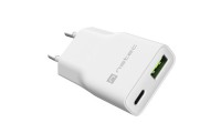 Natec Ribera Φορτιστής GaN USB-A/ USB-C 20W QC3.0 Λευκό