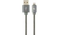 Cablexpert Braided USB to Lightning Cable Γκρι 1m (CC-USB2S-AMLM-1M-BG)