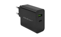 Qoltec Φορτιστής Χωρίς Καλώδιο με Θύρα USB-A και Θύρα USB-C 45W Power Delivery Μαύρος (52378)