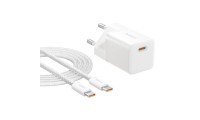 Baseus Φορτιστής GaN με Θύρα USB-C και Καλώδιο USB-C - USB-C 25W Power Delivery Λευκός (P10110909213-01)
