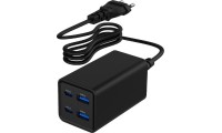 Gembird Βάση Φόρτισης GaN με 2 Θύρες USB-A και 2 Θύρες USB-C 65W Power Delivery / Quick Charge 3.0 σε Μαύρο χρώμα (TA-UC-2A2C-PD65-01-BK)