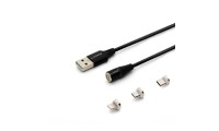 Savio Magnetic USB to Lightning / Type-C / micro USB Cable Μαύρο 2m (CL-155)