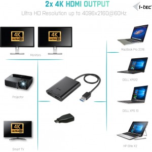 i-tec USB-A male - 2x HDMI female (U3DUAL4KHDMI)