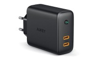 Aukey Φορτιστής Χωρίς Καλώδιο με 2 Θύρες USB-C 36W Power Delivery Μαύρος (PA-D2)