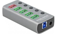 DeLock Hub 6 Θυρών USB 3.2 με σύνδεση USB-A &amp;amp; Power Delivery Γκρι