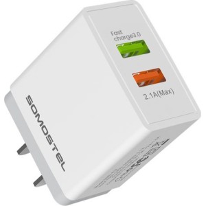 Somostel 2x USB-A Wall Adapter UK Plug Λευκό (SMS-A17)