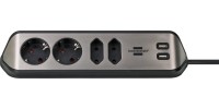 Brennenstuhl Estilo Πολύπριζο 4 Θέσεων με 2 USB-A και Καλώδιο 2m Ασημί